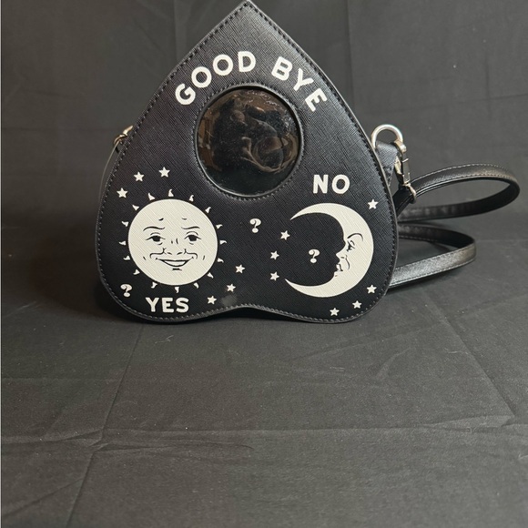 Handbags - Black planchette/ Heart-Shaped Bag with Moon and Sun Design